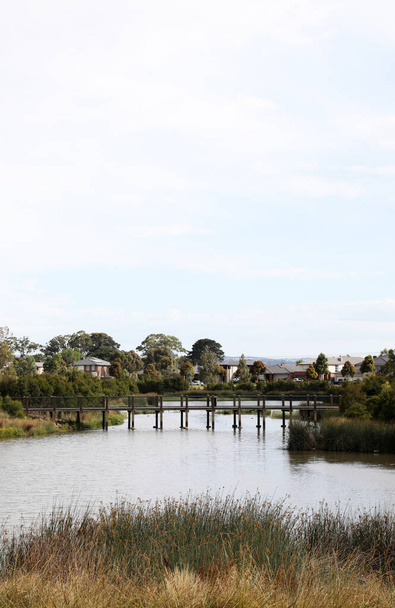 stock photo wetlands south east suburbs melbourne victoria australia showing trees gardens
